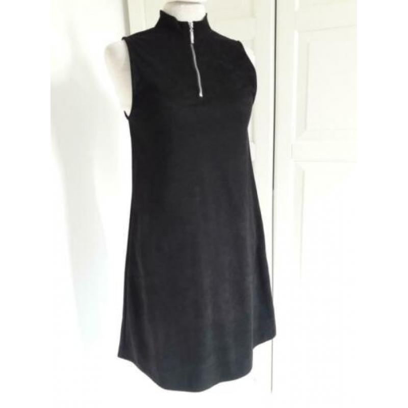 Zwarte mouwloze nep suede jurk ADPT XS 34 rits