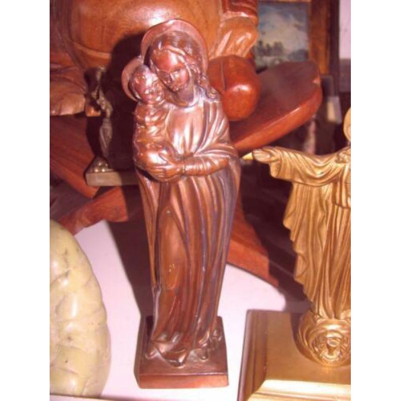 Antiek religieus duo in bronze 11 en 14 cm