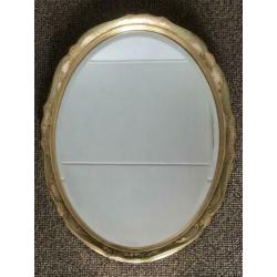 Antieke ovale spiegel met facetrand