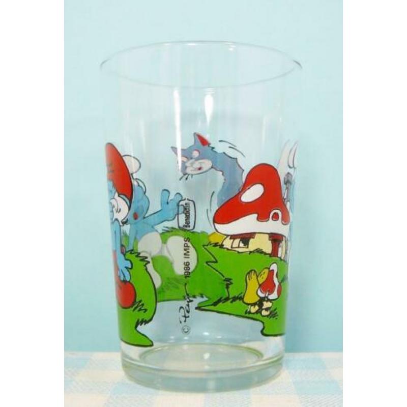 Smurfen vintage glas Peyo 1996 Benedictin glazen servies oud