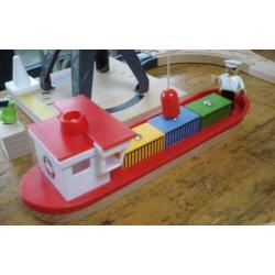 Grote houten trein set Brio Eichhorn 110 delig met haven