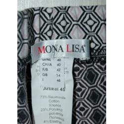 MONA LISA stretch pantalon, broek, roze - wit - zwart Mt. 40