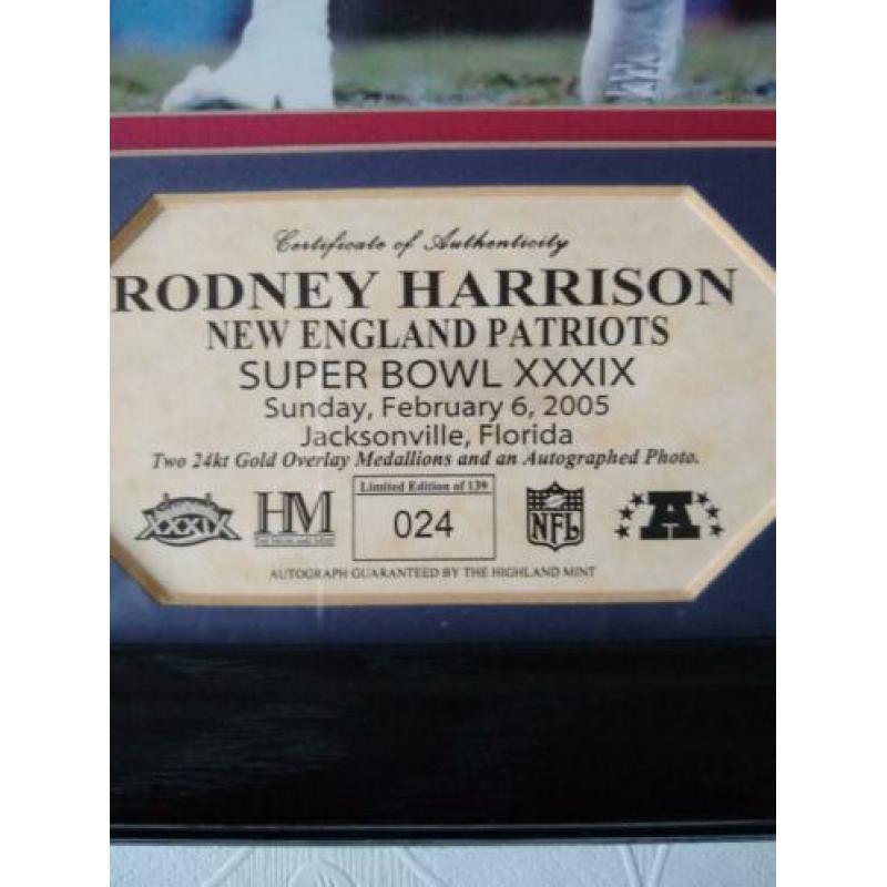 Gesigneerde foto van NFL speler Rodney Harrison