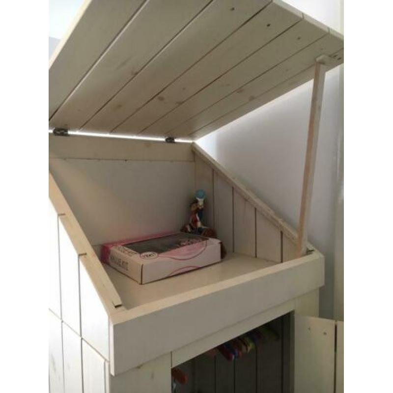 Kinderkledingkast met klep whitewash