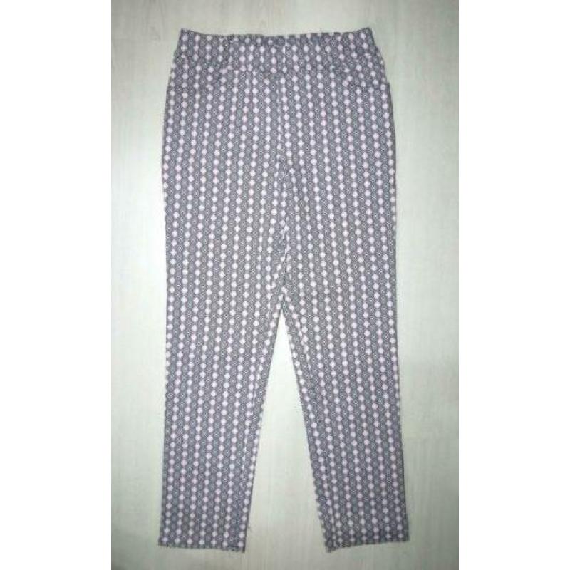 MONA LISA stretch pantalon, broek, roze - wit - zwart Mt. 40
