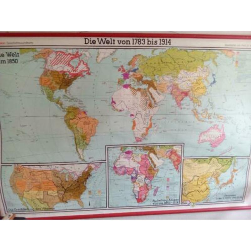 mooie kaart van de wereld tussen 1783 en 1914