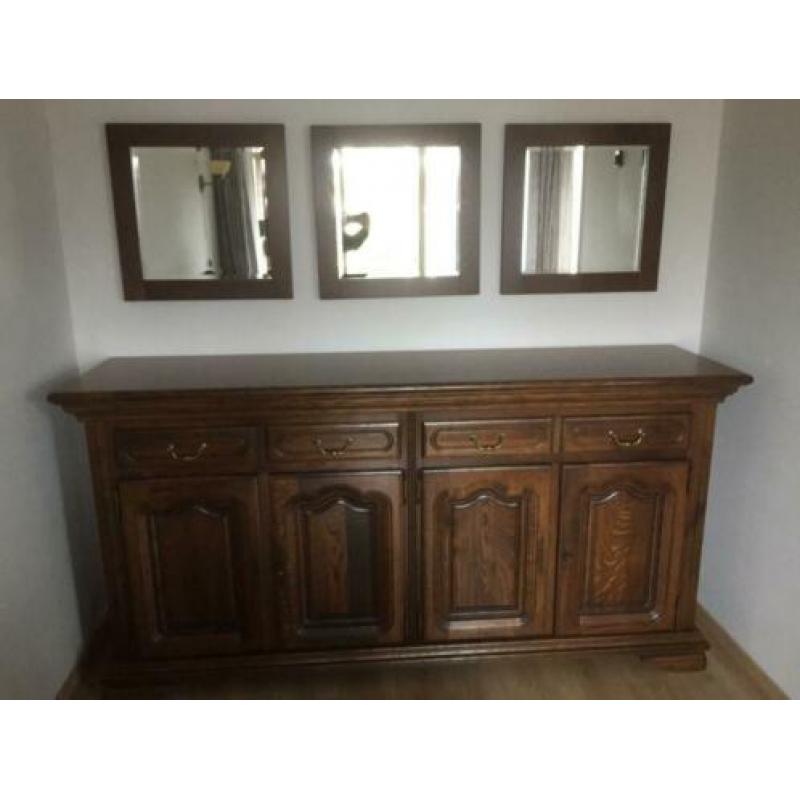 Dressoir Donker Eiken met 3 spiegels