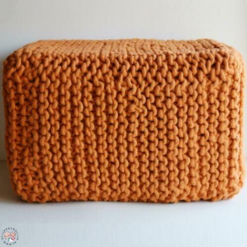 Hocker bankje dikke 100% WOL gebreid o.a. oranje > SALE!