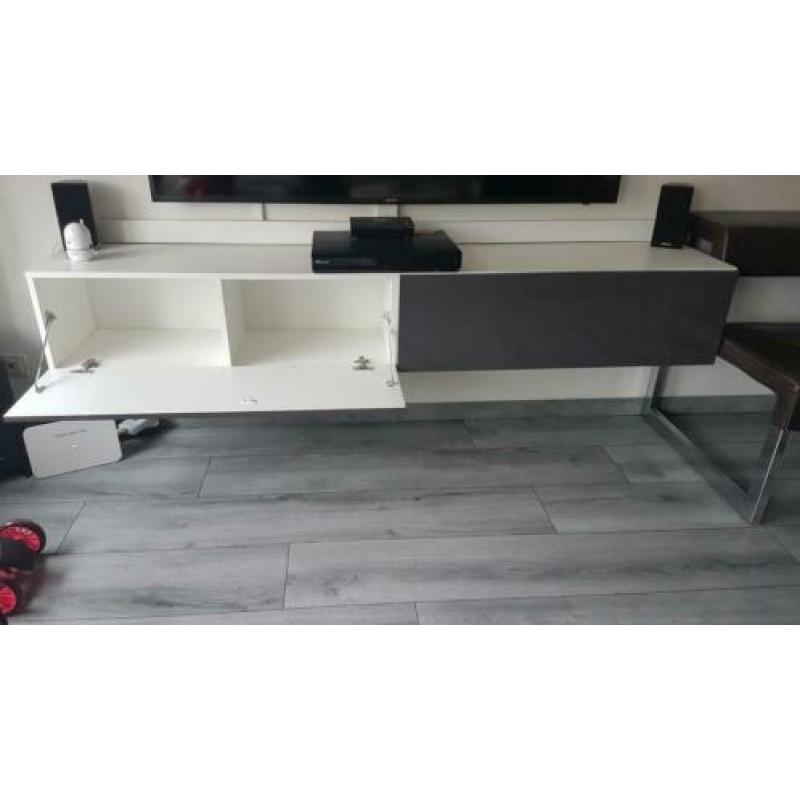Zwevend Hoogglans Grijs TV meubel 200x38x30 cm 4 vakken