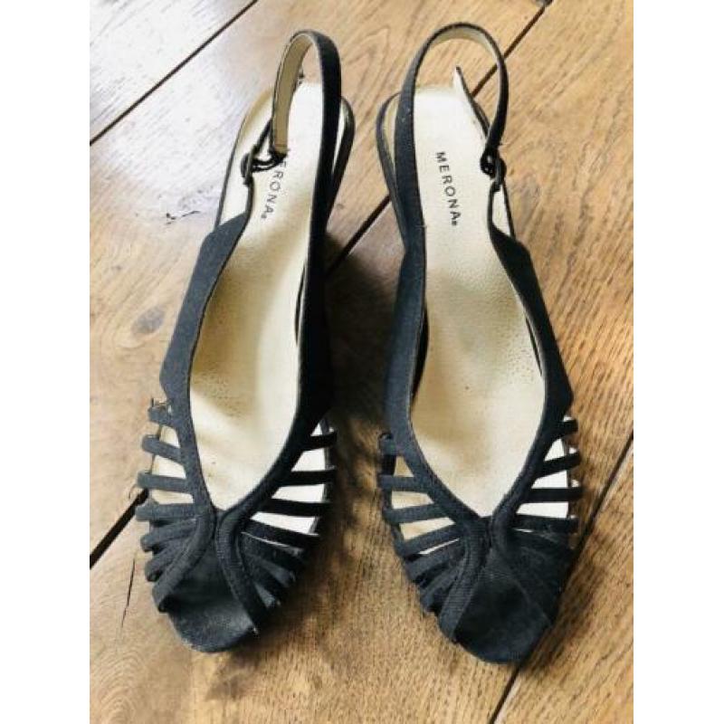 Sling backs, maat 41, zwart