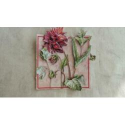4 stuks 3D bloemenplaatjes met glinster