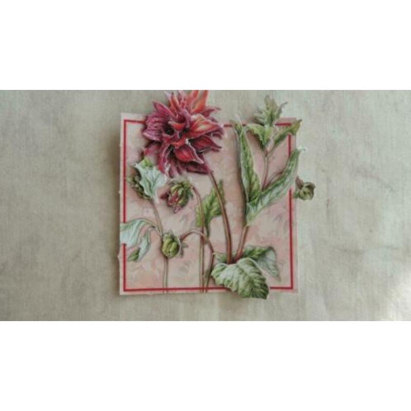 4 stuks 3D bloemenplaatjes met glinster