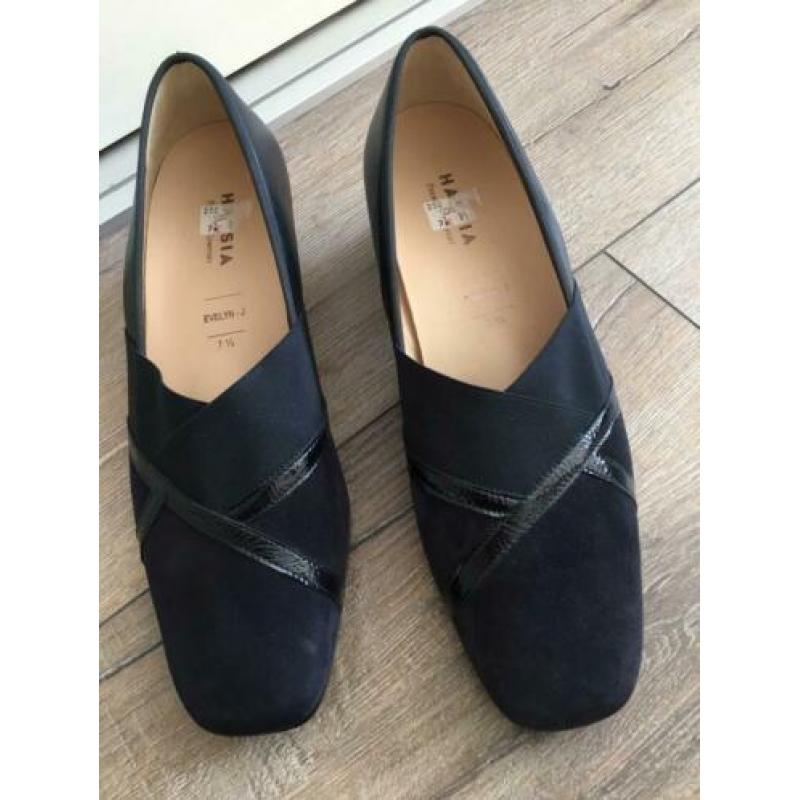 Hassia prachtige pumps loafers blauw suède leer gevoerd 40.5