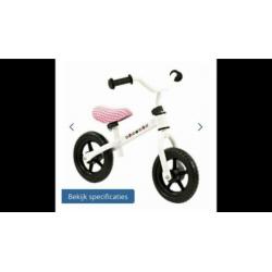 Leuk wit met roze loopfietsje nieuw in de doos loopfiets