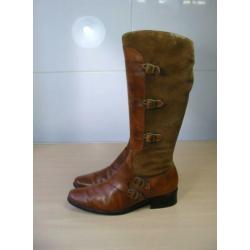 Soft & Light leder suède cognac hoge laarzen mt 5,5 = 38,5