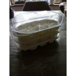 Tupperware 4-delig ijsblokjes systeem. 3 bakjes en 1 deksel/