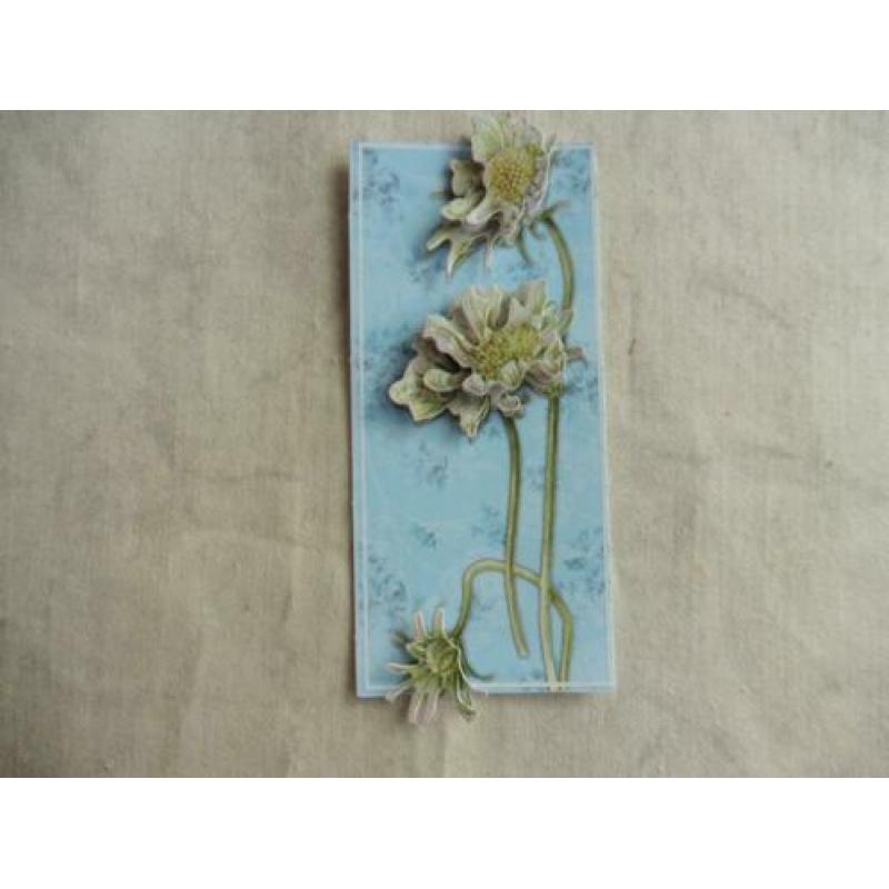 4 stuks 3D bloemenplaatjes met glinster