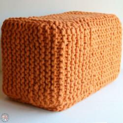 Hocker bankje dikke 100% WOL gebreid o.a. oranje > SALE!