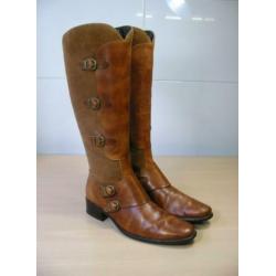 Soft & Light leder suède cognac hoge laarzen mt 5,5 = 38,5