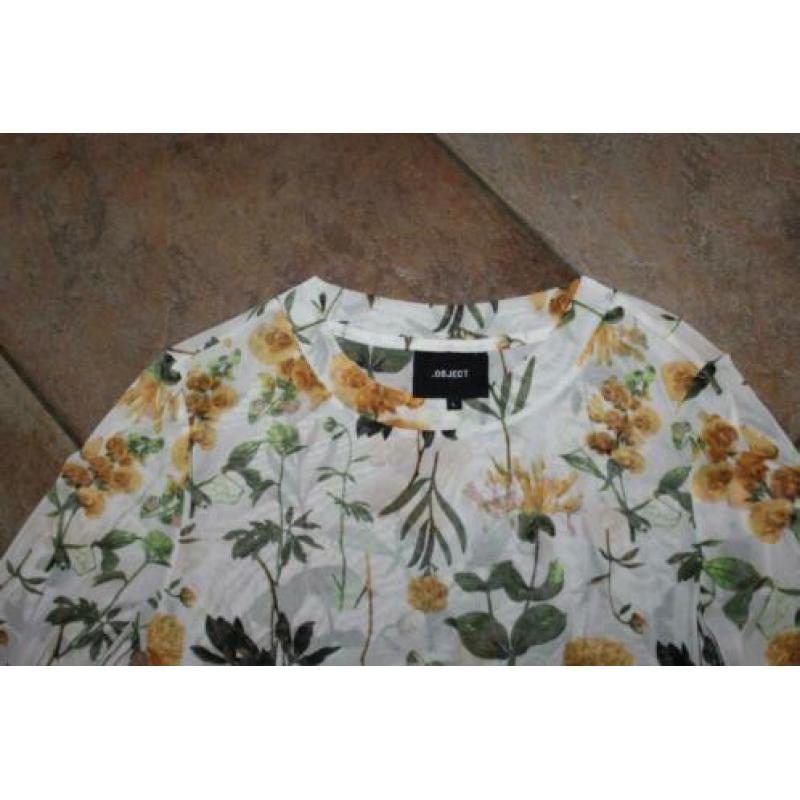 Object vlot wit gebloemde voile tuniek mt L valt M