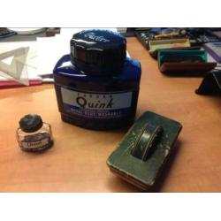 Inktpot groot Parker Quink solv-x royal blue glas groot!