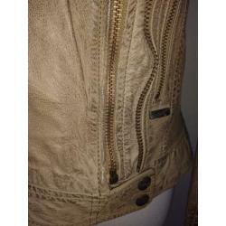 Nieuw leren jasje Maze taupe kleur, maat S / 36