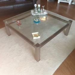 Zware glazen salontafel