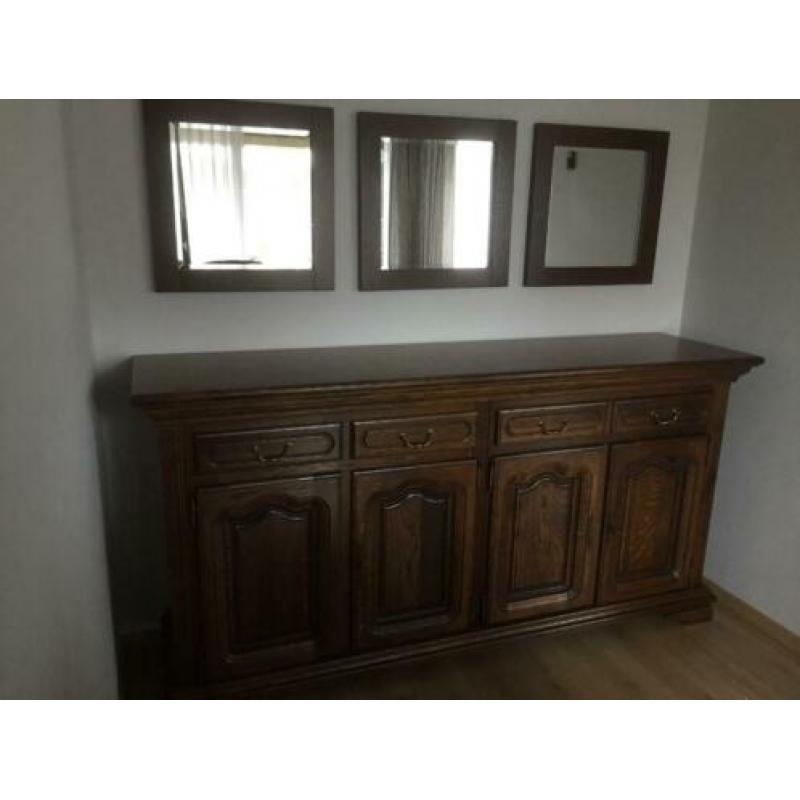 Dressoir Donker Eiken met 3 spiegels