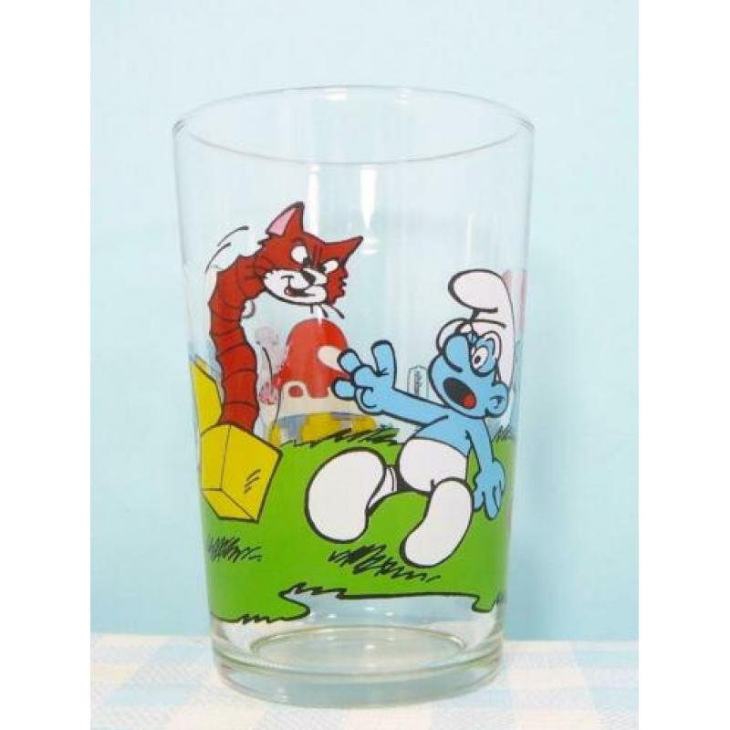 Smurfen vintage glas Peyo 1996 Benedictin glazen servies oud