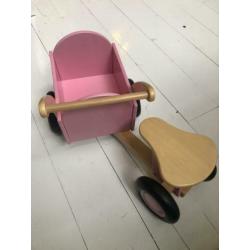 Houten loopfiets roze! Zo goed als nieuw!