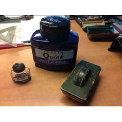 Inktpot groot Parker Quink solv-x royal blue glas groot!