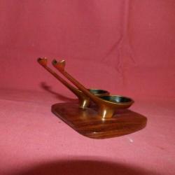 Teak Houten Pijpen rek jaren 50 , met koper.