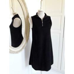 Zwarte mouwloze nep suede jurk ADPT XS 34 rits