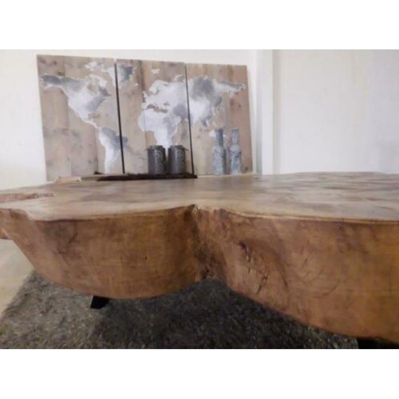 Suar BOOMSTAM schijf salontafel. Rond of grillig. NIEUW