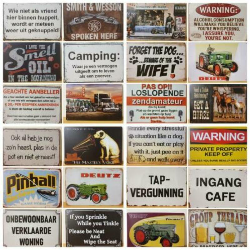 Old time american motorcycles pinup reclamebord van metaal