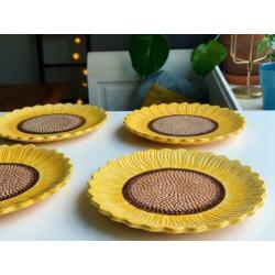 Zonnebloem Gebaksbordjes set van 4