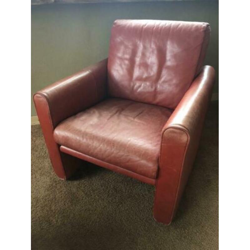 Rode leren fauteuil stoel rood leer