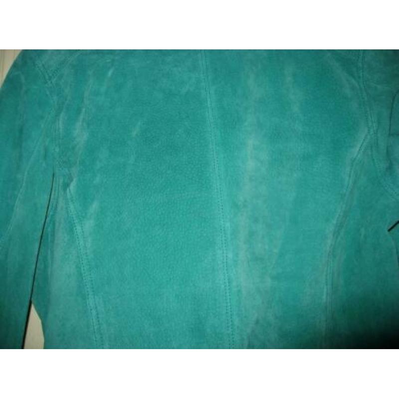 mooi nieuw frisgroen suede leren bikerjasje, mt M