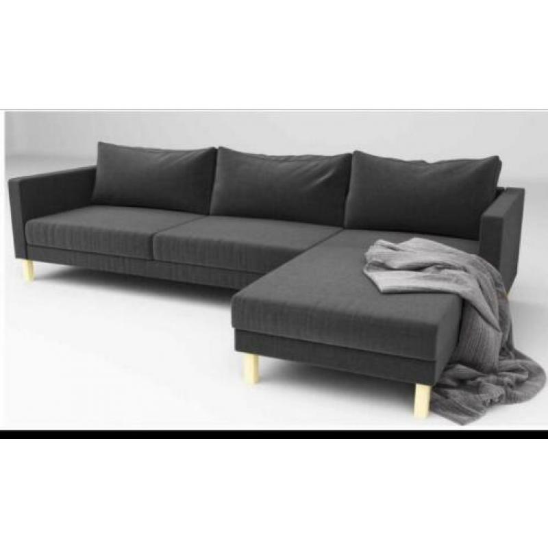 Grijze/ antraciet 3 zits hoekbank Ikea karlstad