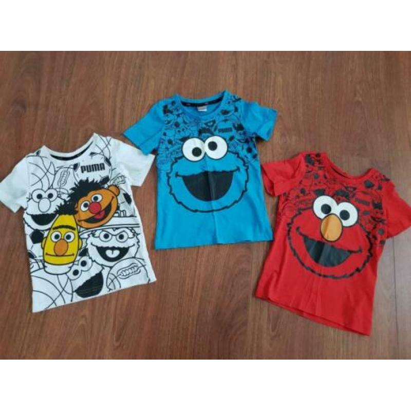 Puma t-shirt Sesamstraat 3 stuks, maat 104