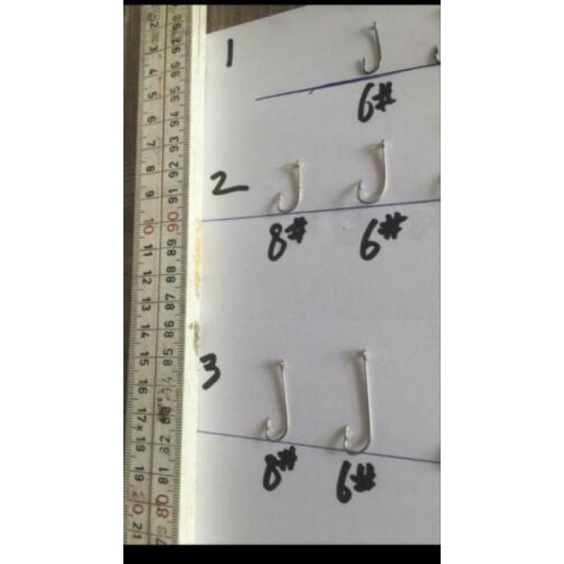Langsteel haken paling haken 50 stuks €3,75 maat t/m 10#- 1#