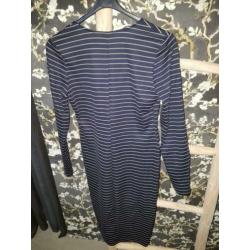 Zara jurk blauw met camel streep maat L