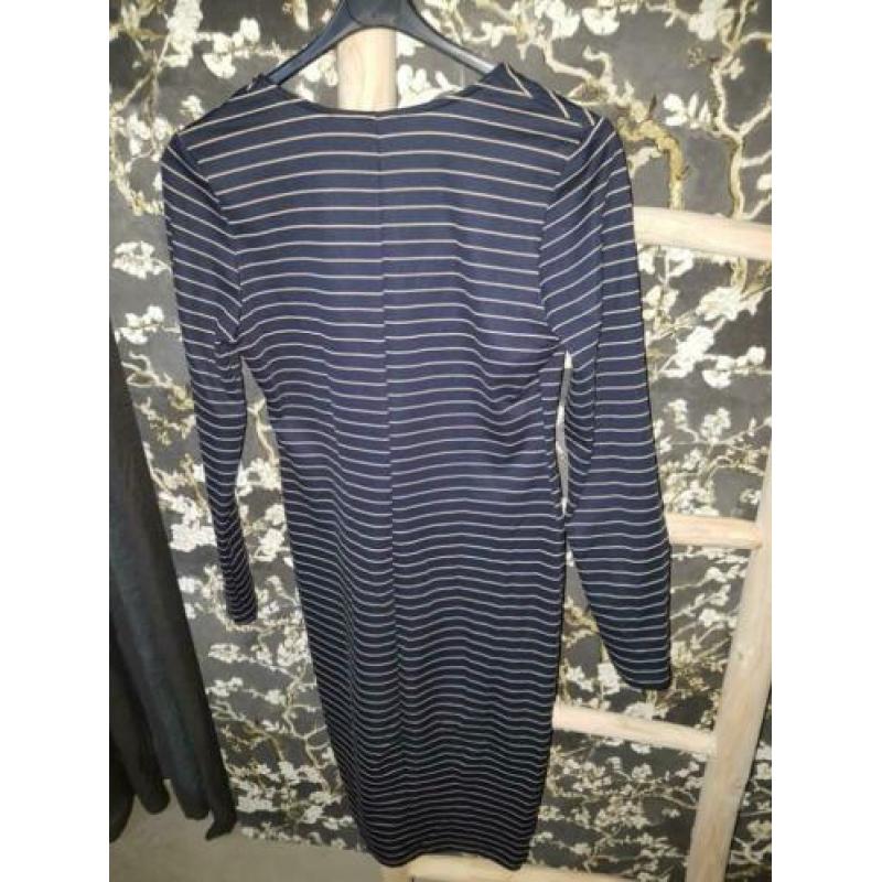 Zara jurk blauw met camel streep maat L