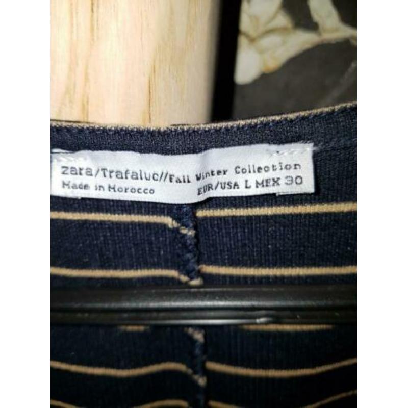 Zara jurk blauw met camel streep maat L
