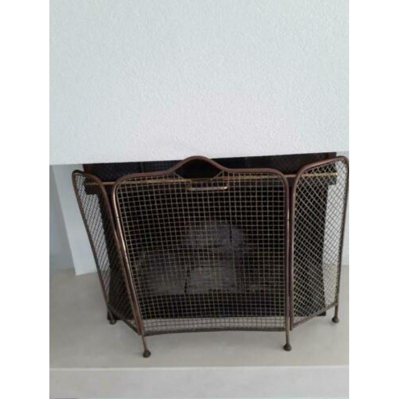 Antiek haardscherm messing