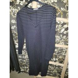 Zara jurk blauw met camel streep maat L