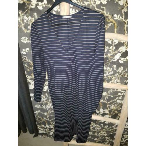 Zara jurk blauw met camel streep maat L