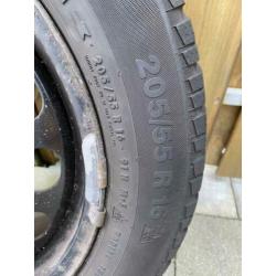 4 winterbanden michelin/continental, 5 en 6 mm, 205/55/16