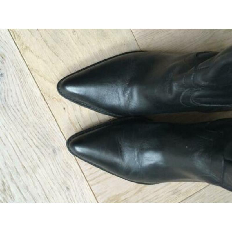 Zwarte leren cowboy laarzen, maat 37