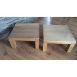 Eiken eettafel en 2 salontafels